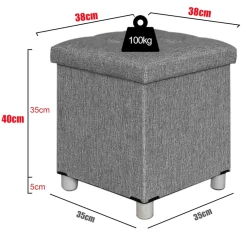 VCM Stoff Sitztruhe | Maße ca. H. 40 x B. 38 x T. 38 cm | Kiste für flexiblen Einsatz in allen Wohnräumen | Aufbewahrungsbox | Sitzhocker - Sizos M Anthrazit