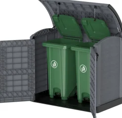 DURAMAXX VCM StoreAway Aufbewahrungsbox 2er Mülltonnenbox 1200 l, 145 x 125 x 83 cm, Kunststoff Grau Outlet