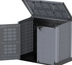 DURAMAXX VCM StoreAway Aufbewahrungsbox Gartenhaus 2er Mülltonnenbox 1200 l, 145 x 125 x 83 cm, Kunststoff Grau Sale