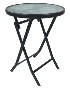 VCM 5-teilig Balkonmöbel Set, runder Gartentisch Ø 70 cm mit 4 Stühlen, Metall & Textilene, wetterbeständig, platzsparend für Balkon & Terrasse, Sonlas Anthrazit Online