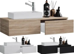VCM 2-tlg Set | Waschplatz für Gäste WC | Gästebad | Waschtisch Toilette | Badmöbel Badezimmer Set - Gudas Weiß Outlet