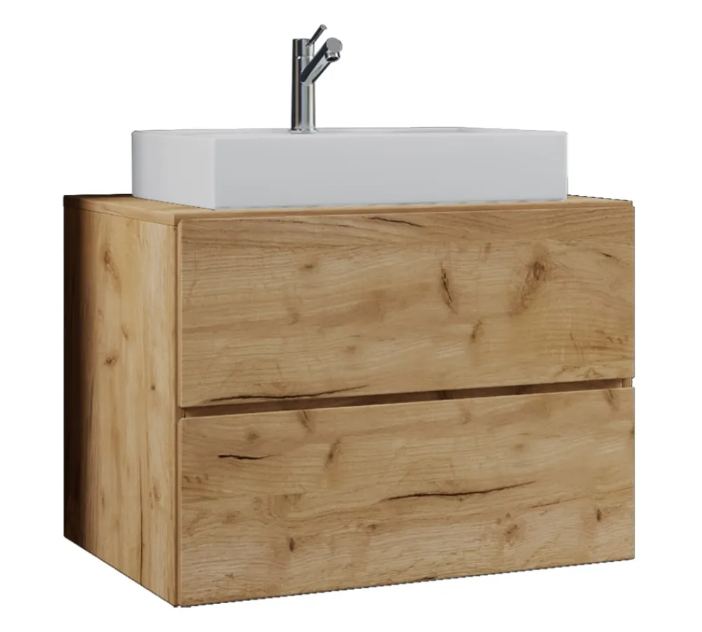 2-tlg. Waschplatz Waschtisch | Waschbecken Unterschrank Breite 80 cm | Badmöbel Set mit Schubladen | Lendas ^ VCM Hot