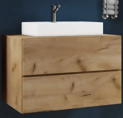 2-tlg. Waschplatz Waschtisch | Waschbecken Unterschrank Breite 80 cm | Badmöbel Set mit Schubladen | Lendas ^ VCM Hot