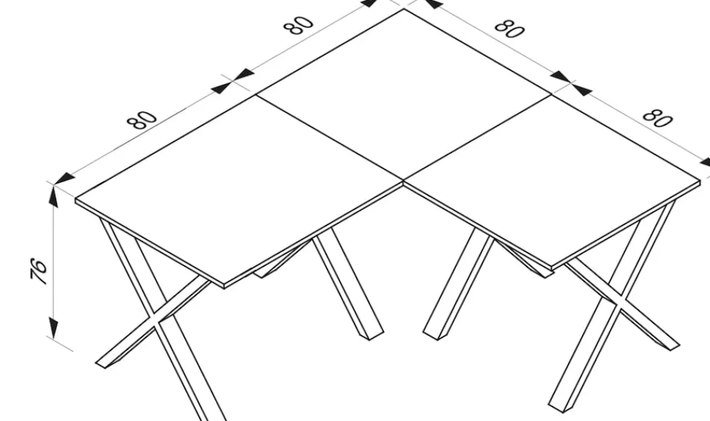 VCM Holz Schreibtisch | Eckschreibtisch schlicht | 160x160 | L Form links oder rechts | Arbeitstisch Platte 80 cm tief | Computertisch Büromöbel - Lona X Silber / Weiß Sale