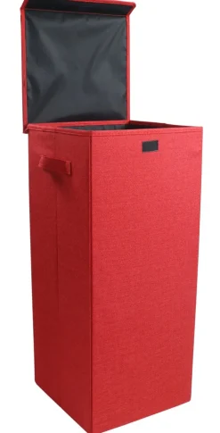 VCM Wäschekorb | Stoff Wäschebox | Wäschetruhe | Maße ca. H. 70 x B. 30 x T. 30 cm | Stoffbox mit Deckel - Dreso L Rot New