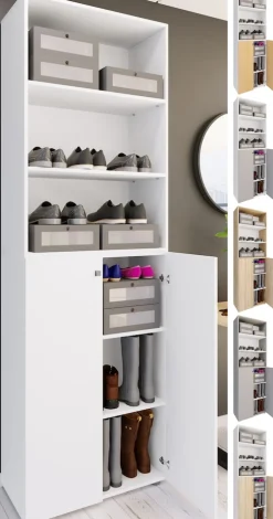 XL Holz Großer Schuhschrank Schuhregal Groß Stiefel Dielenmöbel Lona 6 Fächer ^ VCM Sale