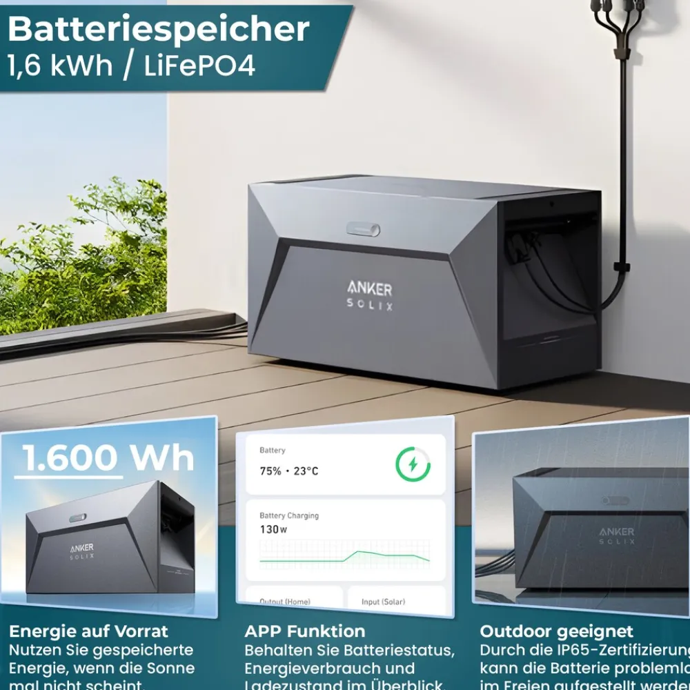 ® Balkonkraftwerk 1000W/600+800W Bifazial und 1,6 kWh Batteriespeicher ^ Veska Discount