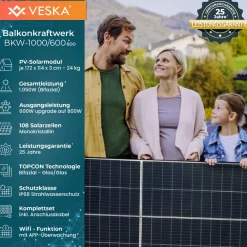 ® Balkonkraftwerk 1000W/600+800W Bifazial und 1,6 kWh Batteriespeicher ^ Veska Discount