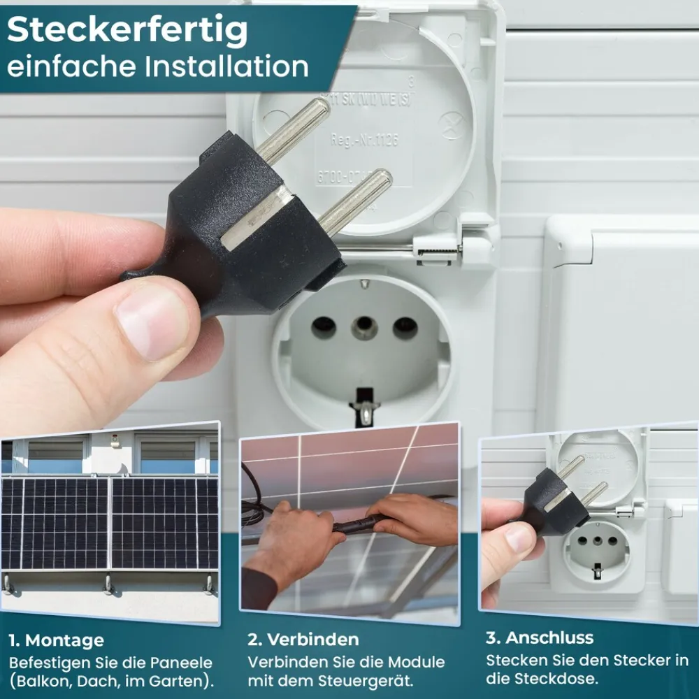 ® Balkonkraftwerk 1000W/600+800W Bifazial und 1,6 kWh Batteriespeicher ^ Veska Discount