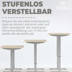 Veska Höhenverstellbarer Schreibtisch (140 x 70 cm) - Sitz- & Stehpult - Bürotisch Elektrisch Höhenverstellbar mit Touchscreen & Stahlfüßen - Anthrazit/Antik Hot