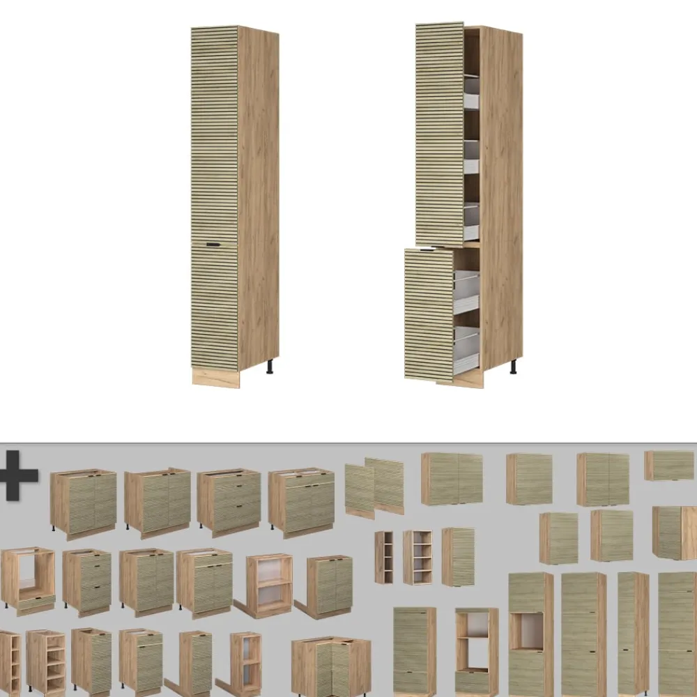 Vicco Apothekerhochschrank Fame-Line Eiche gefräst 30 cm Best