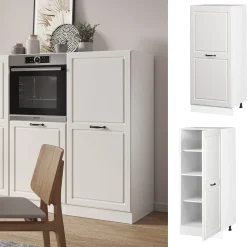 Backofenumbauschrank Küchenschrank Küchenzeile R-Line Landhaus 60 cm Weiß große Tür ^ Vicco Best