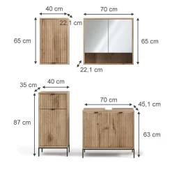 Badmöbel-Set Eliza Viking Oak 4 Teile ^ Vicco Outlet