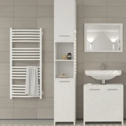 Badmöbel Set Kiko Badezimmer Spiegel Kommode Unterschrank Weiß ^ Vicco Discount