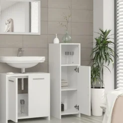 Badmöbel Set Kiko Badezimmer Spiegel Kommode Unterschrank Weiß ^ Vicco Hot