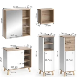 Badmöbelset Midischrank Waschtischunterschrank Spiegelschrank Senyo S/W ^ Vicco Best