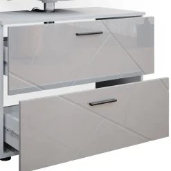 Badmöbelset Waschtischunterschrank Spiegelschrank Irma Weiß Hochglanz Badmöbel ^ Vicco