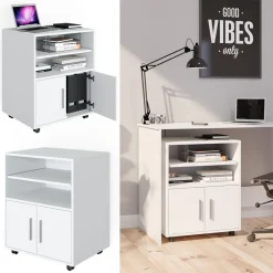 Büroschrank Rollcontainer Bürocontainer Novak Weiß Ablagefläche Schranktür ^ Vicco