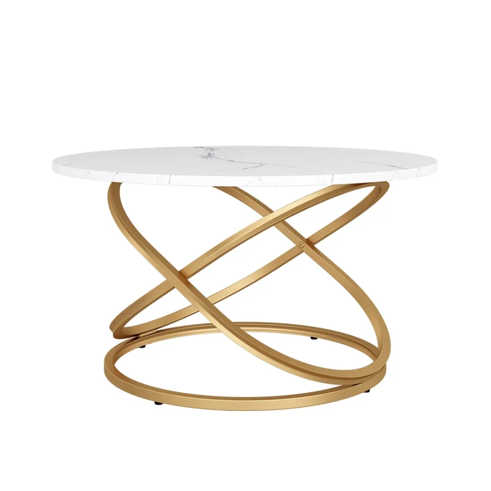Couchtisch Calgary Weiß Gold 80 x 46 cm Wohnzimmertisch ^ Vicco