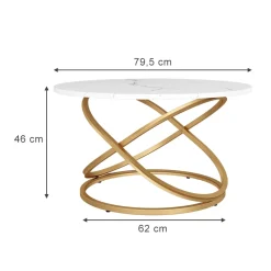 Couchtisch Calgary Weiß Gold 80 x 46 cm Wohnzimmertisch ^ Vicco