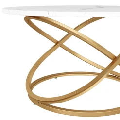 Couchtisch Calgary Weiß Gold 80 x 46 cm Wohnzimmertisch ^ Vicco