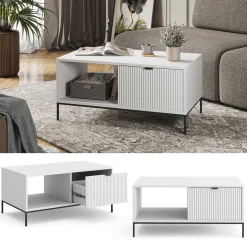 Vicco Couchtisch Eliza Weiß 90 x 45 cm mit einer Schublade Sale