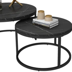 Vicco Couchtisch Montreal Schwarz Marmor-Optik 77 x 40 cm Wohnzimmertisch 2er-Set Outlet