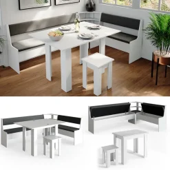 Vicco Eckbankgruppe Roman Weiß 210x150cm Esszimmergruppe Eckbank Sitzgruppe Sale