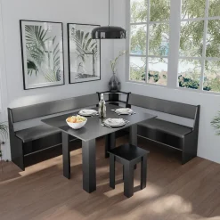 Vicco Eckbank Sitzecke Küchenbank Roman Schwarz 44 cm modern Sitzbank Esszimmerbank Eckbankgruppe Esszimmergruppe Küchensitzgruppe Sitzbankgruppe Küchenmöbel Polstermöbel Sale