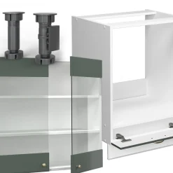 Eckküche Küchenzeile Einbauküche Fame-Line Landhaus Weiß Grün Gold 190 cm Schubunterschrank Spülenunterschrank Eckunterschrank Herdumbauschrank Hängeglasschrank Hängeschrank ^ Vicco Discount