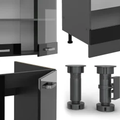 Eckküche R-Line Solid Anthrazit Schwarz 287x227 cm modern Küchenschränke Küchenmöbel ^ Vicco Discount