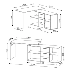 Vicco Eckschreibtisch Schreibtisch Bürotisch Dante Winkelschreibtisch PC-tisch Sale