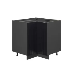 Eckunterschrank Fame-Line Anthrazit Schwarz gestreift 87 cm mit Arbeitsplatte Anthrazit ^ Vicco New