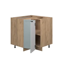 Eckunterschrank Fame-Line Eiche Hellblau-Grau gerahmt 87 cm mit Arbeitsplatte Eiche ^ Vicco