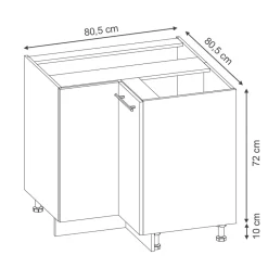 Eckunterschrank Fame-Line Eiche Hellblau-Grau gerahmt 87 cm mit Arbeitsplatte Eiche ^ Vicco