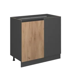 Eckunterschrank Küchenschrank Küchenmöbel R-Line J-Shape Anthrazit Eiche 86 cm modern ^ Vicco Hot