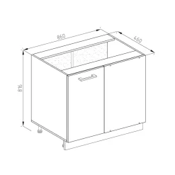 Eckunterschrank Küchenschrank Küchenmöbel R-Line J-Shape Anthrazit Eiche 86 cm modern ^ Vicco Hot