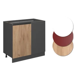 Eckunterschrank Küchenschrank Küchenmöbel R-Line J-Shape Anthrazit Eiche 86 cm modern ^ Vicco Hot