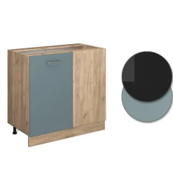 Vicco Eckunterschrank Küchenschrank R-Line Solid Eiche Blau Grau 86 cm modern Best