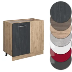 Vicco Eckunterschrank R-Line Schwarz Beton Eiche 86 cm ohne Arbeitsplatte