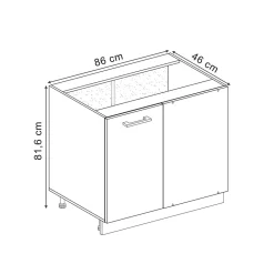 Vicco Eckunterschrank R-Line Schwarz Beton Eiche 86 cm ohne Arbeitsplatte