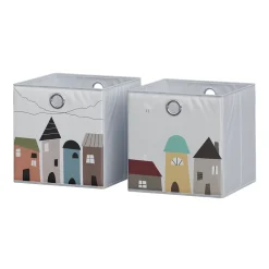 Faltboxen - 2er Set "Stadt", 30 x 30 cm, Grau, Aufbewahrungsbox, abwaschbar ^ Vicco Sale