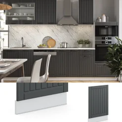 Geschirrspülerblende Geschirrspülfront Küchenmöbel Fame-Line Landhaus Weiß Dunkelgrau 45 cm modern ^ Vicco Sale