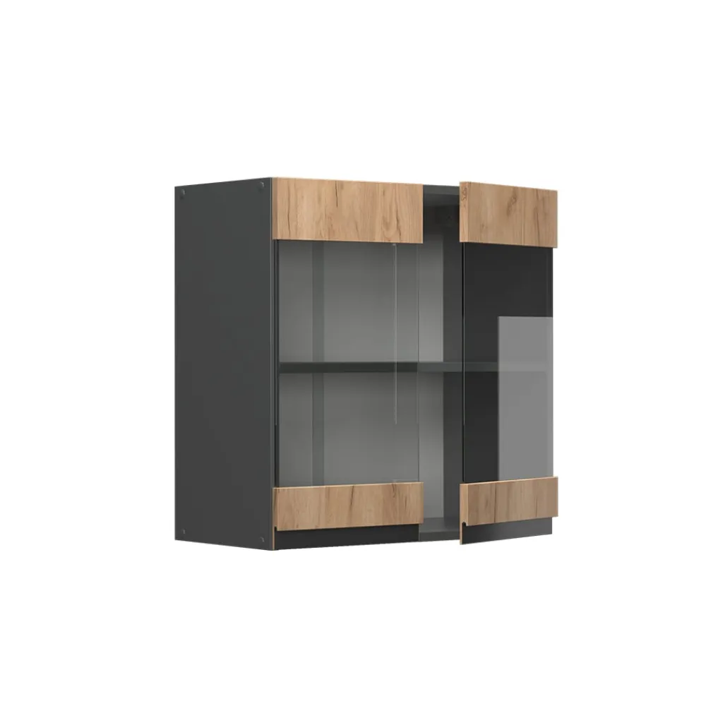 Vicco Glashängeschrank Küchenschrank Küchenmöbel R-Line J-Shape Anthrazit Eiche 60 cm modern Clearance