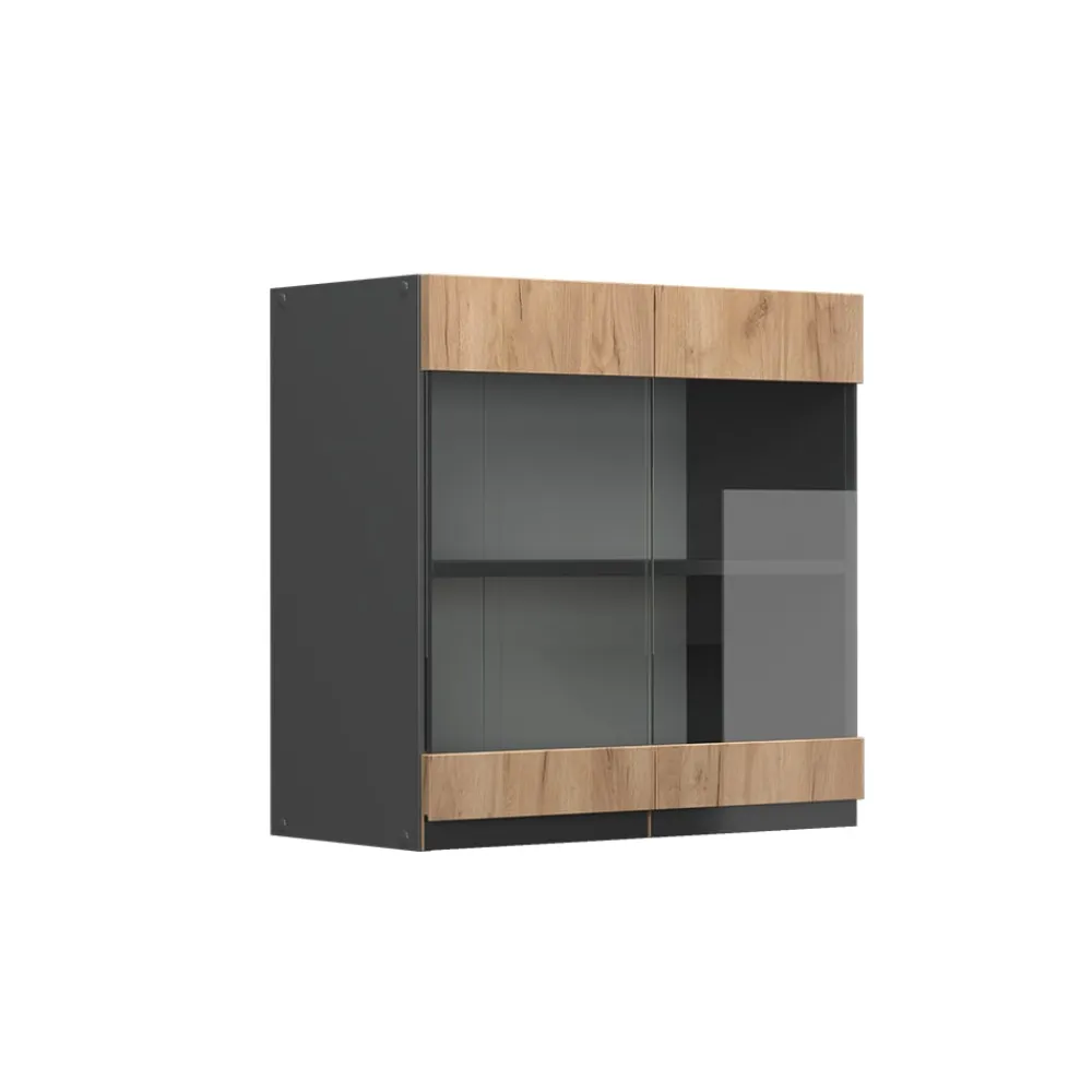 Vicco Glashängeschrank Küchenschrank Küchenmöbel R-Line J-Shape Anthrazit Eiche 60 cm modern Clearance