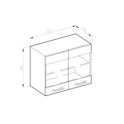 Vicco Glashängeschrank Küchenschrank Küchenmöbel R-Line J-Shape Anthrazit Eiche 60 cm modern Clearance