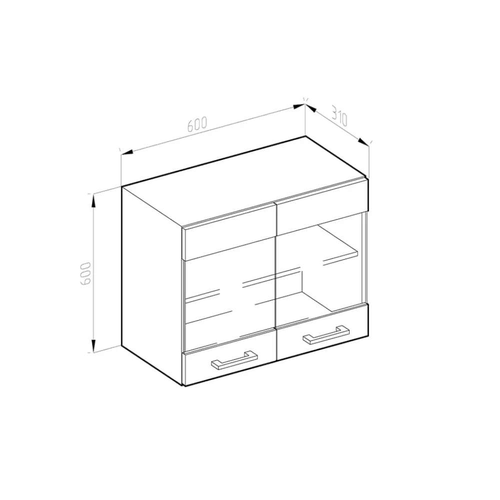 Vicco Glashängeschrank Küchenschrank Küchenmöbel R-Line J-Shape Anthrazit Eiche 60 cm modern Clearance