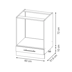 Vicco Herdumbauschrank Fame-Line Eiche gefräst 60 cm mit Arbeitsplatte Eiche Clearance