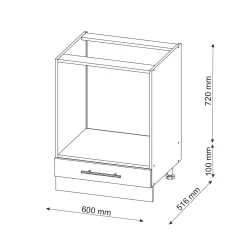 Herdumbauschrank Küchenschrank Küchenmöbel Fame-Line Anthrazit Eiche modern 60 cm Küche Einbauküche Blende Herdschrank Küchenzeile ^ Vicco Outlet