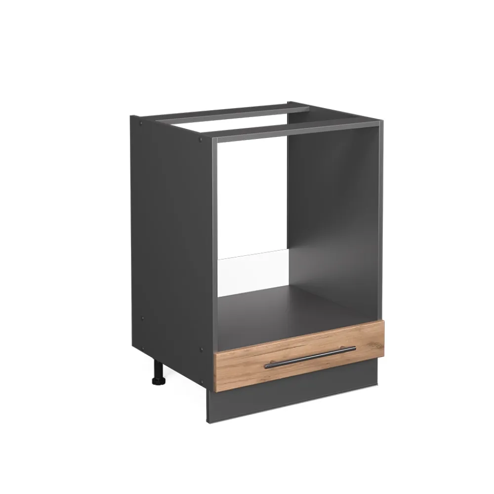 Herdumbauschrank Küchenschrank Küchenmöbel Fame-Line Anthrazit Eiche modern 60 cm Küche Einbauküche Blende Herdschrank Küchenzeile ^ Vicco Outlet